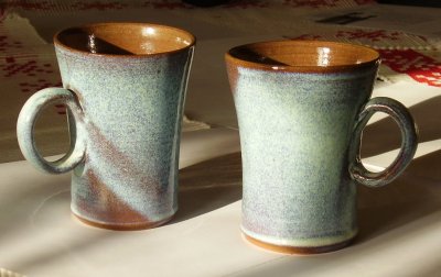 blue cups with handle